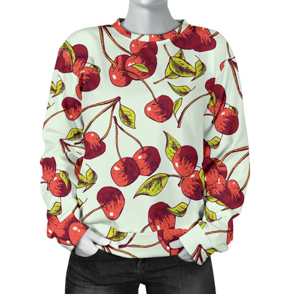 Cherry Hand Draw Women Long Sleeve Sweatshirt