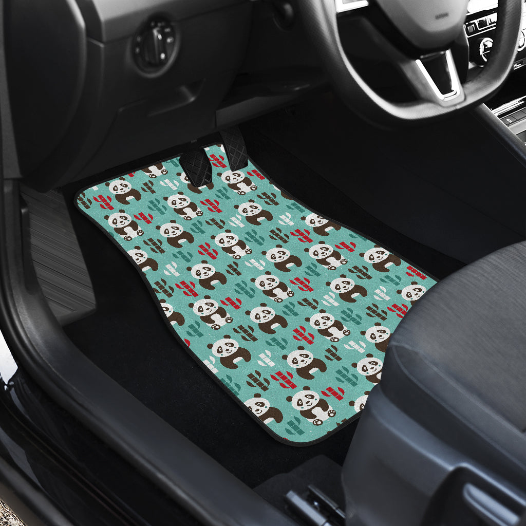 Panda Bear Cute Themed Print Car Floor Mats Front Back