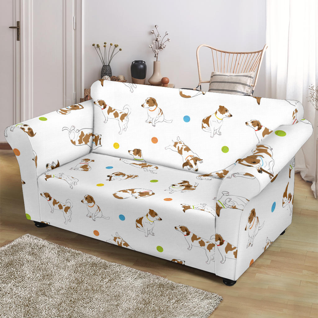 Russell Terriers With Balls Print Design LKS307 Loveseat Couch Slipcover
