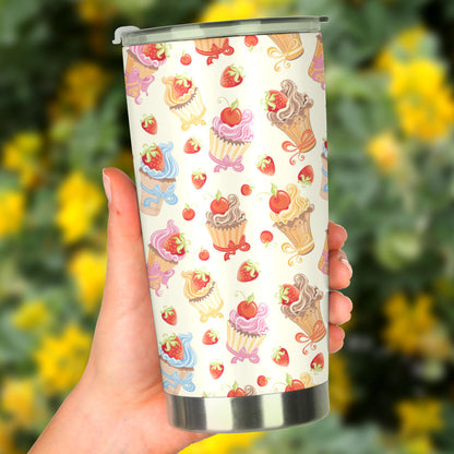Cupcakes Strawberry Cherry Print Tumbler