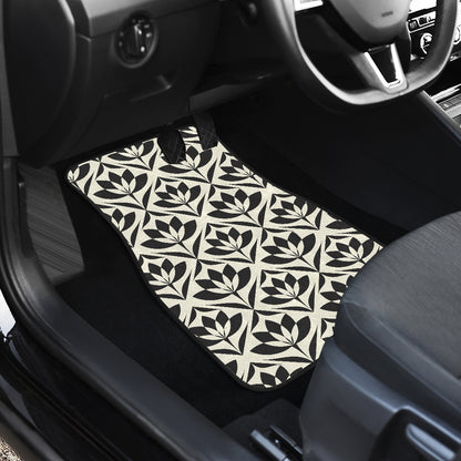 Lotus Pattern Print Car Floor Mats Front Back