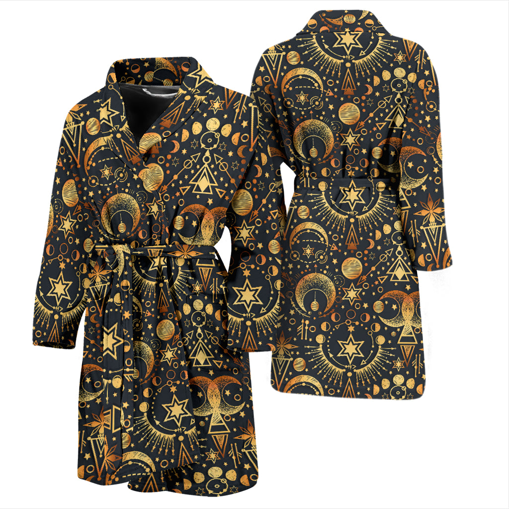 Sun Moon Print Design LKS308 Men Bathrobe