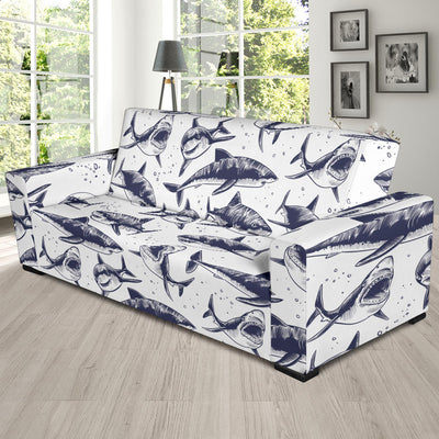 Great White Shark Pattern Print Design 02 Sofa Slipcover