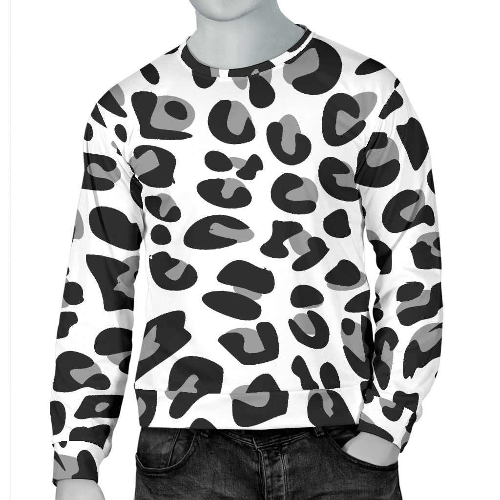 Snow Leopard Skin Print  Men Long Sleeve Sweatshirt