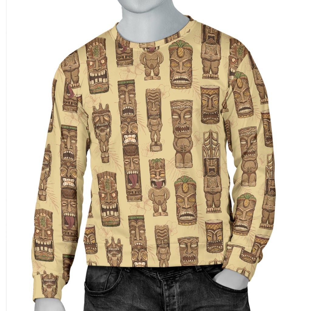Totem Tiki Style Themed Design Men Long Sleeve Sweatshirt