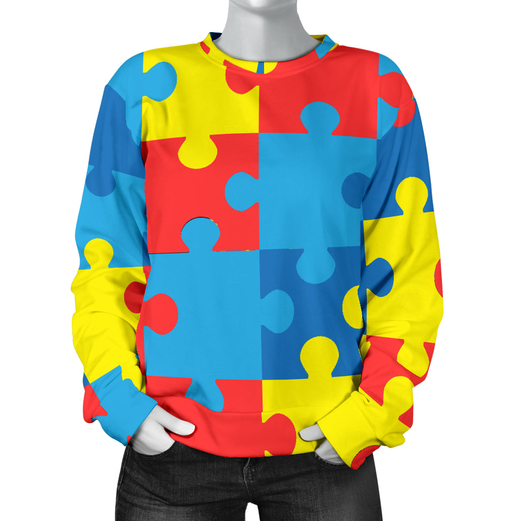 Autism Awareness Puzzles Design Print Women Long Sleeve Sweatshirt