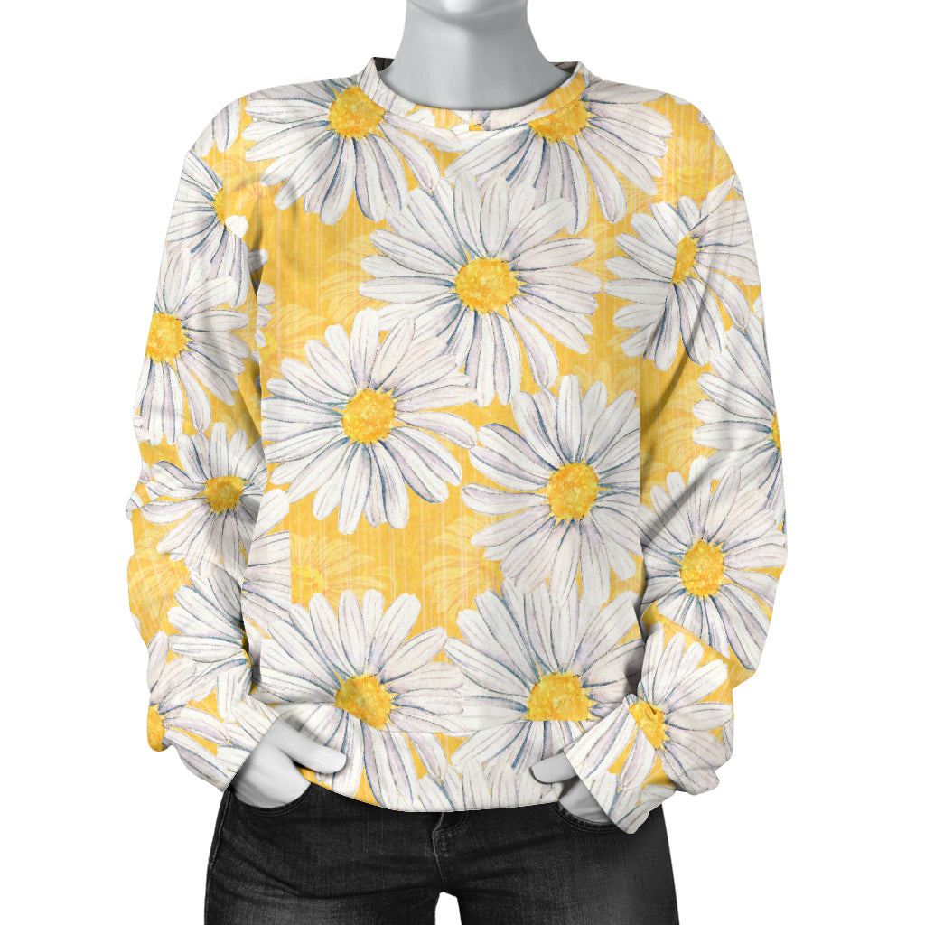 Daisy Yellow Watercolor Print Pattern Women Long Sleeve Sweatshirt