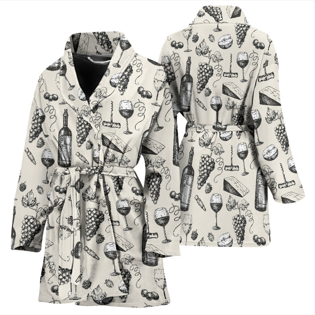 Wine Themed Print Design LKS306 Women Bathrobe