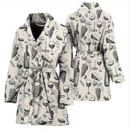 Wine Themed Print Design LKS306 Women Bathrobe