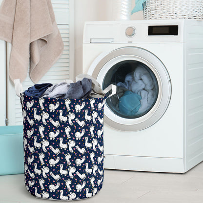 Alpaca Heart Star Design Themed Print Laundry Basket