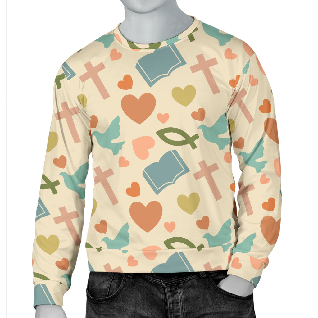 Christian Symbol Pattern Men Long Sleeve Sweatshirt