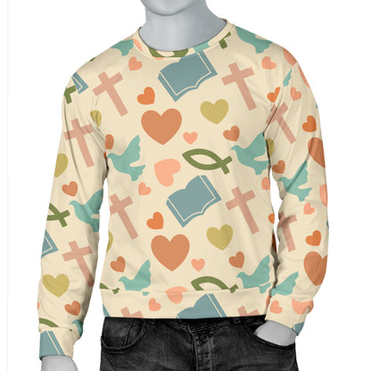Christian Symbol Pattern Men Long Sleeve Sweatshirt
