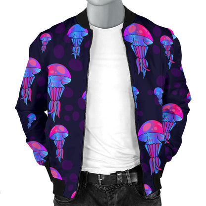 Jellyfish Neon Print Men Bomber Jacket
