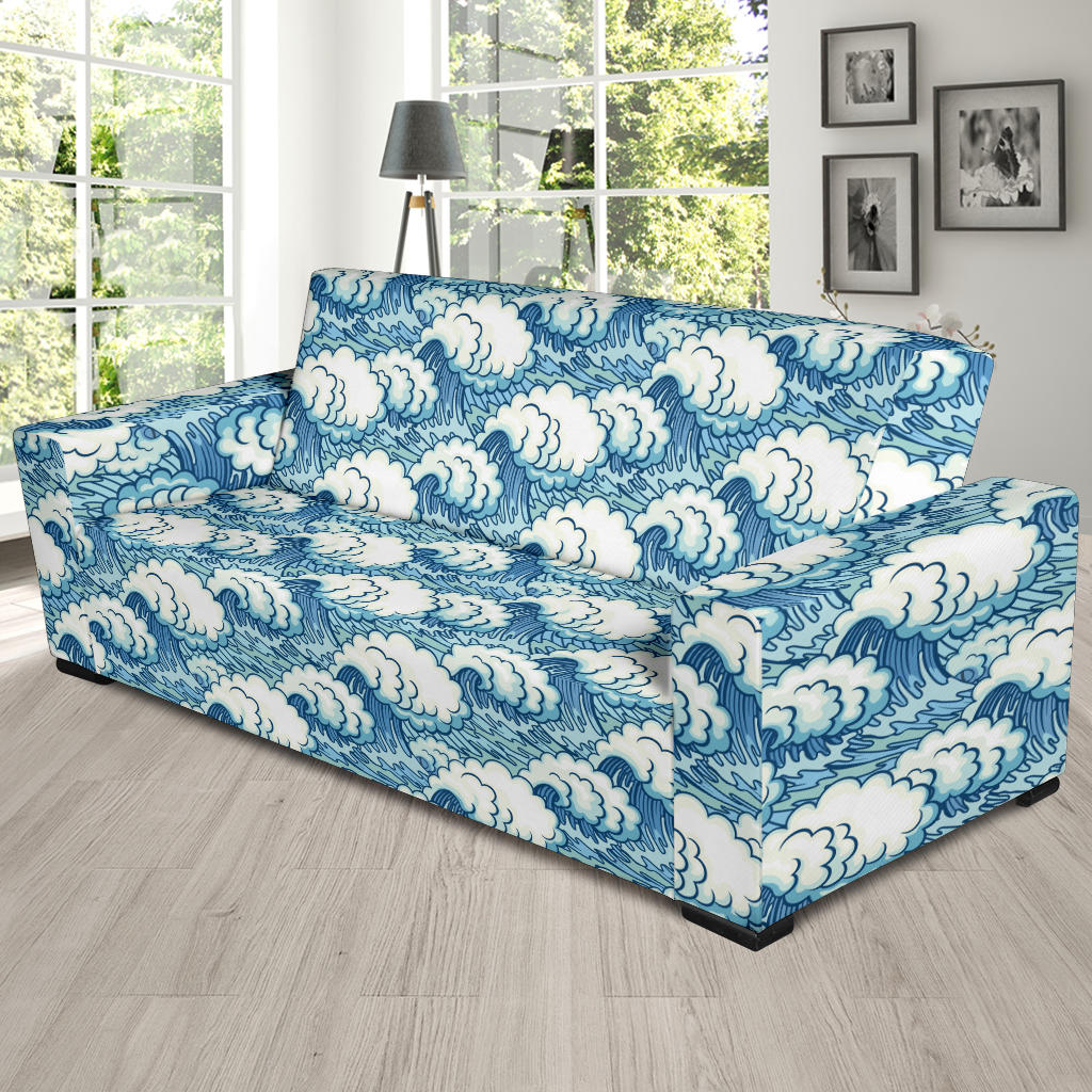 Wave Japan Style Print Design LKS304 Sofa Slipcover