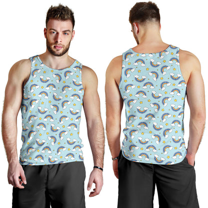 Rainbow Cloud Print Pattern Men Tank Top