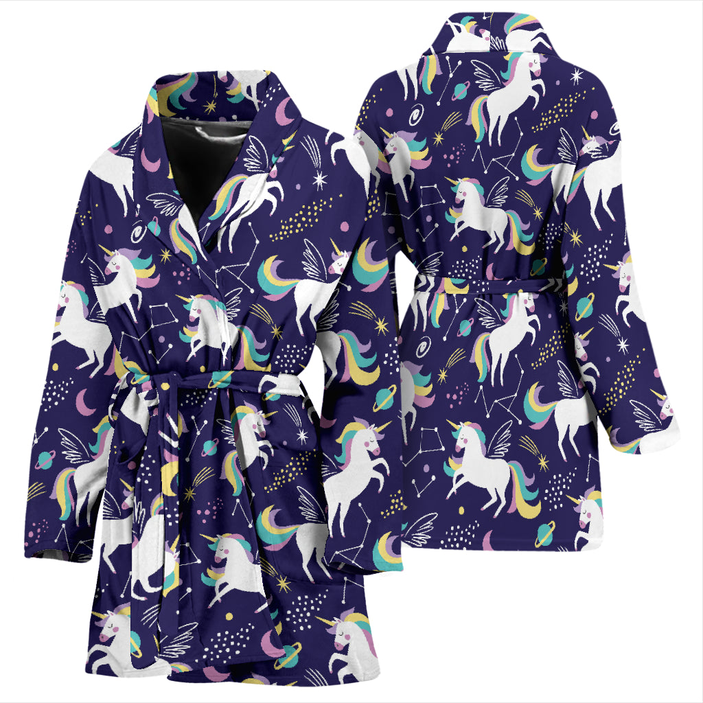 Unicorn Print Design LKS305 Women Bathrobe
