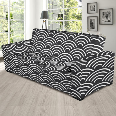 Scales Black White Pattern Print Design 03 Sofa Slipcover