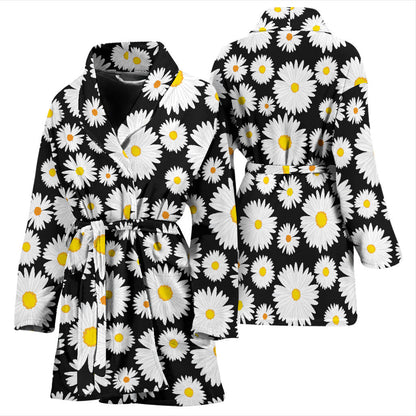 Daisy Pattern Print Design 01 Women Bathrobe