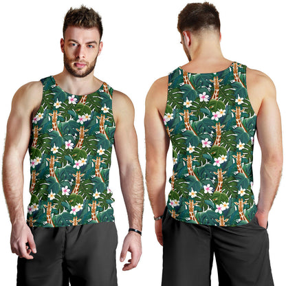 Giraffe Jungle Design Print Men Tank Top