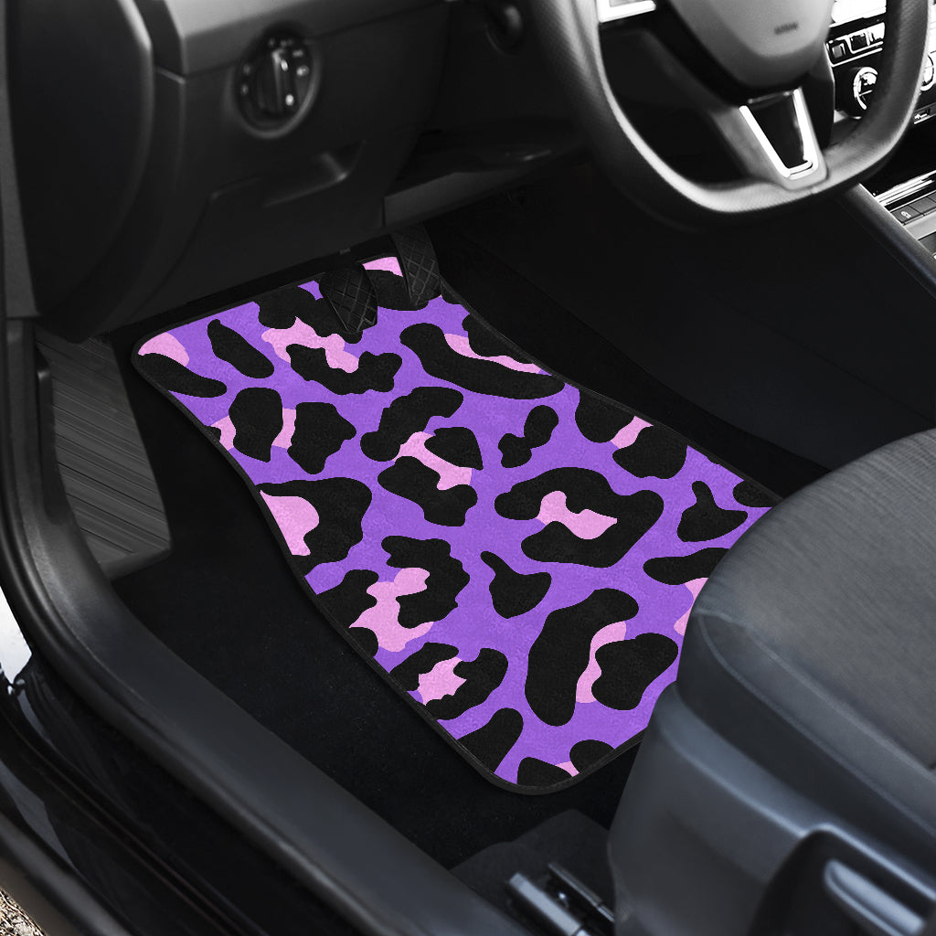 Cheetah Purple Neon Print Pattern Car Floor Mats Front Back