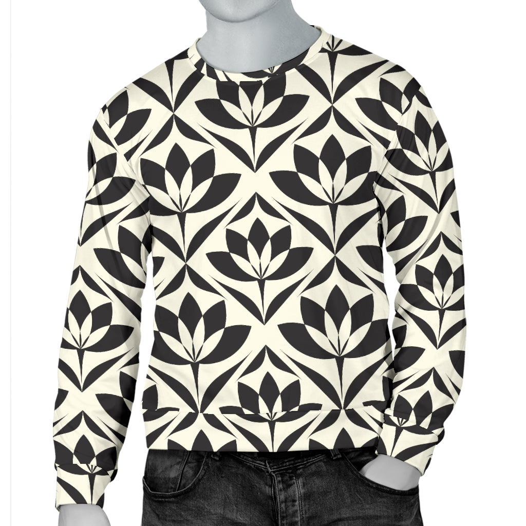 Lotus Pattern Print Men Long Sleeve Sweatshirt