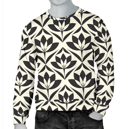 Lotus Pattern Print Men Long Sleeve Sweatshirt