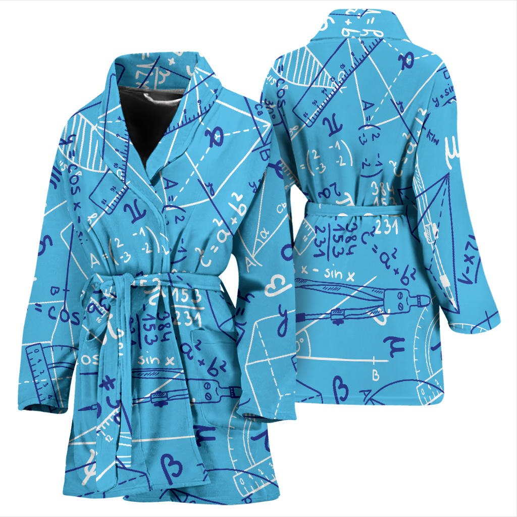 Math Pattern Print Design 02 Women Bathrobe