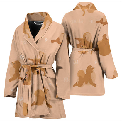Pomeranians Pattern Print Design A06 Women Bathrobe