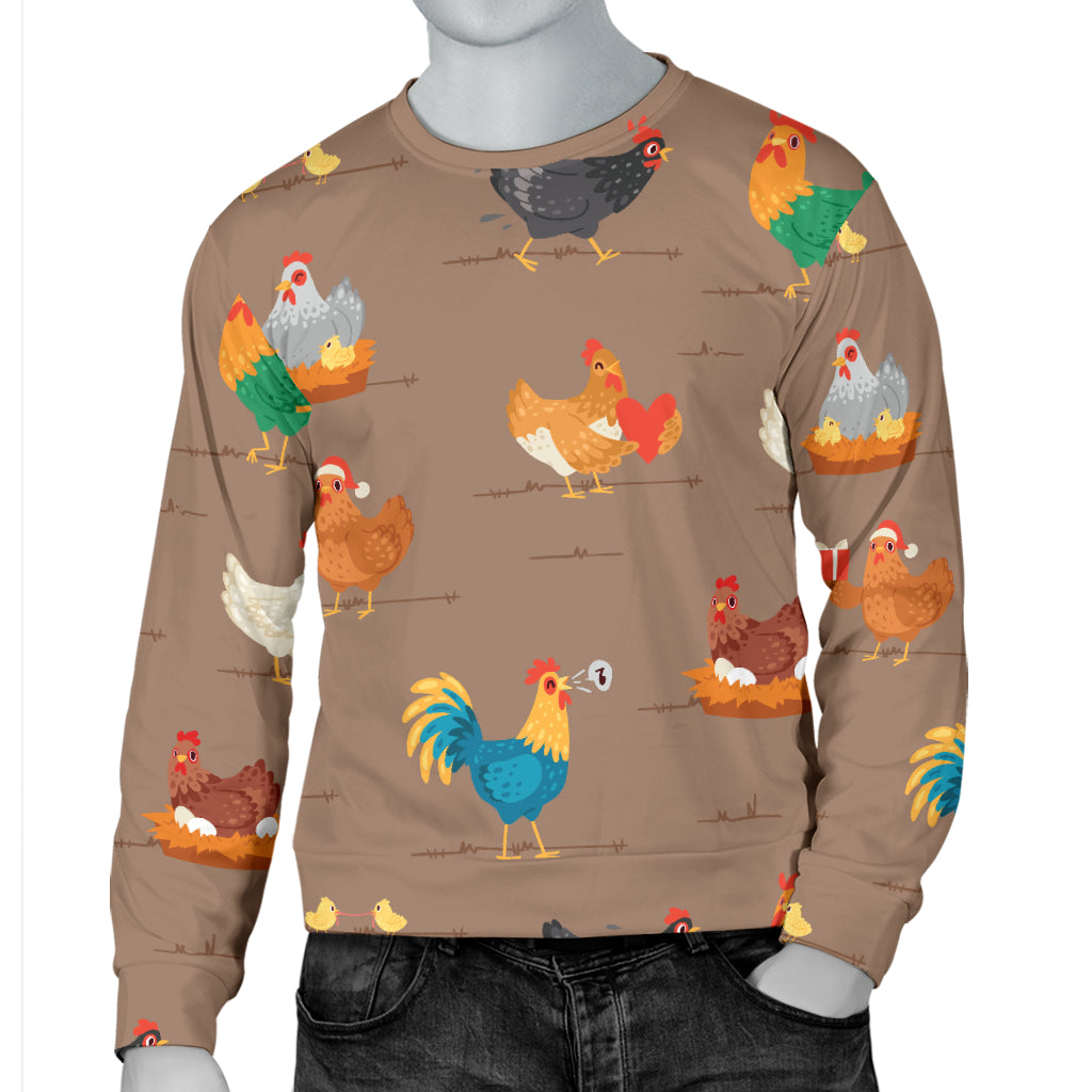 Chicken Happy Print Pattern Men Long Sleeve Sweatshirt