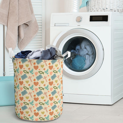 Christian Symbol Pattern Laundry Basket