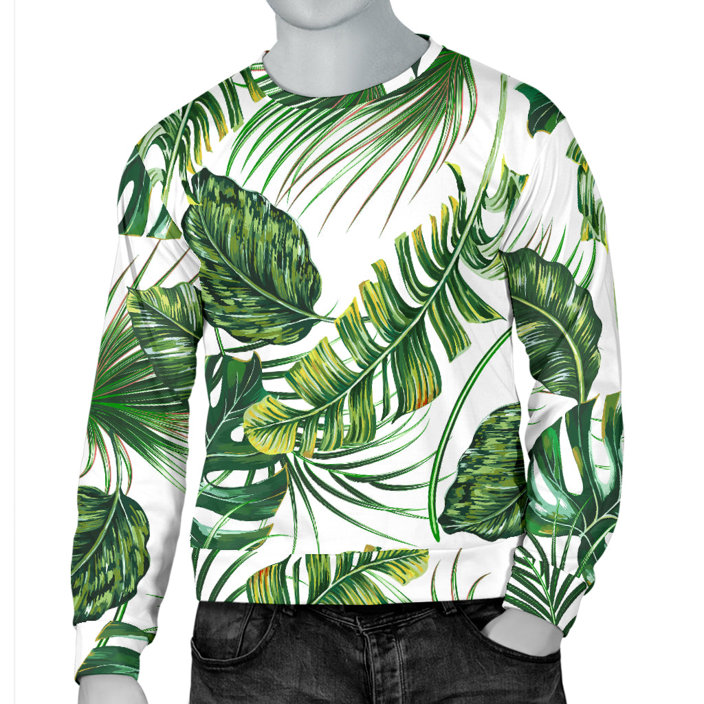 Green Pattern Tropical Palm Leaves Men Long Sleeve Sweatshirt