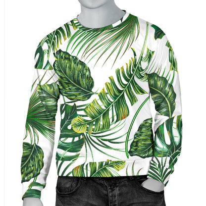 Green Pattern Tropical Palm Leaves Men Long Sleeve Sweatshirt