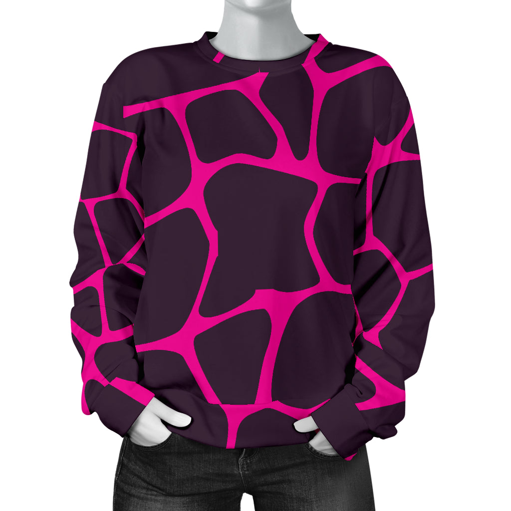 Giraffe Pink Background Texture Print Women Long Sleeve Sweatshirt