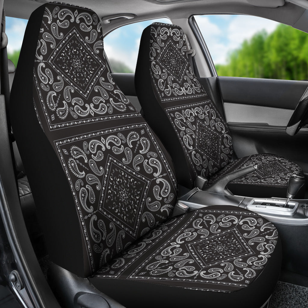 Bandana Black White Print Design LKS302 Car Seat Covers