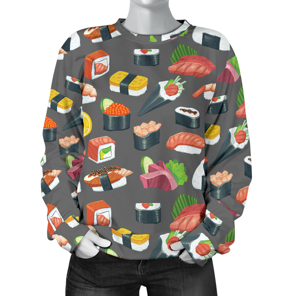 Sushi Pattern Print Women Long Sleeve Sweatshirt