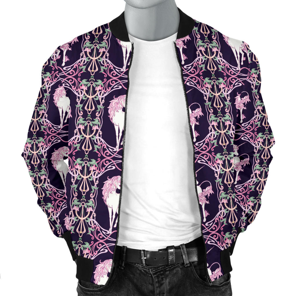 Unicorn Fantastic Flower Men Bomber Jacket