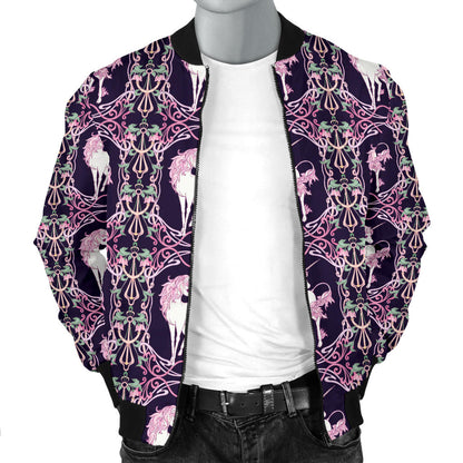 Unicorn Fantastic Flower Men Bomber Jacket