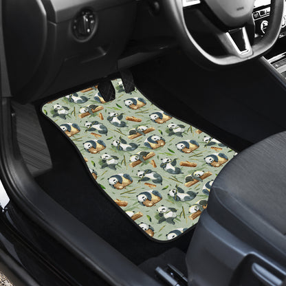 Panda Bear Design Bamboo Print Car Floor Mats Front Back