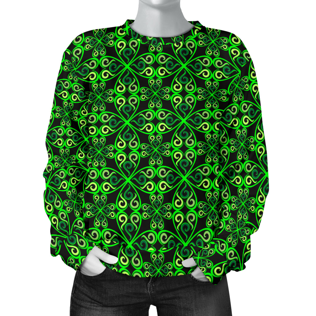 Celtic Green Neon Design Women Long Sleeve Sweatshirt