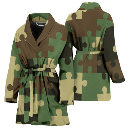 Puzzle Camo Pattern Print Design A03 Women Bathrobe
