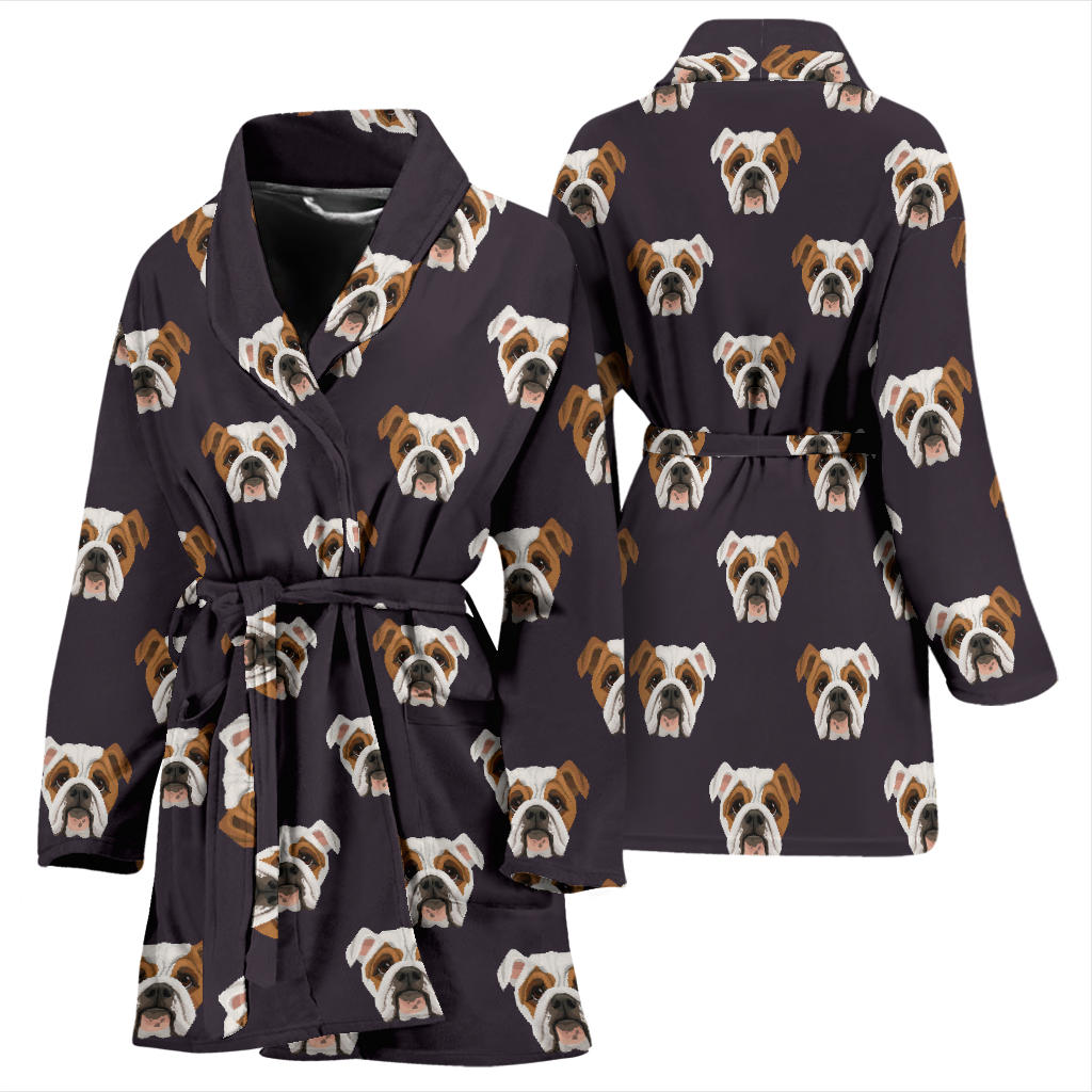 Bulldogs Pattern Print Design 03 Women Bathrobe