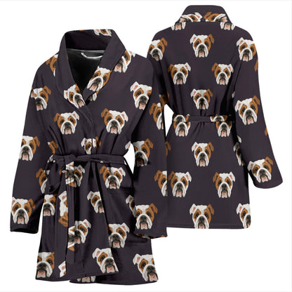 Bulldogs Pattern Print Design 03 Women Bathrobe