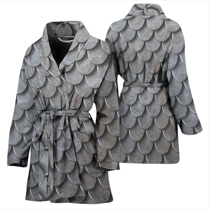 Armor Scales Pattern Print Design 03 Women Bathrobe