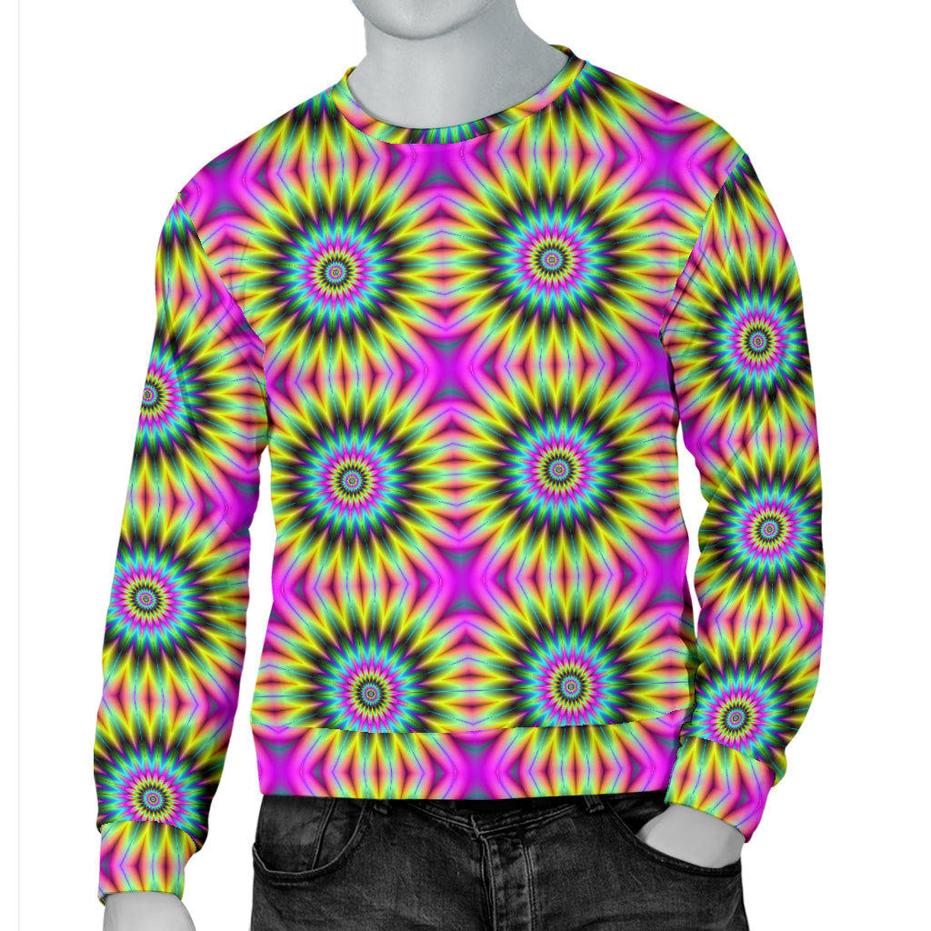 Optical illusion Flower Rainbow Style Men Long Sleeve Sweatshirt