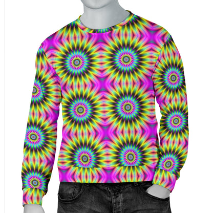 Optical illusion Flower Rainbow Style Men Long Sleeve Sweatshirt
