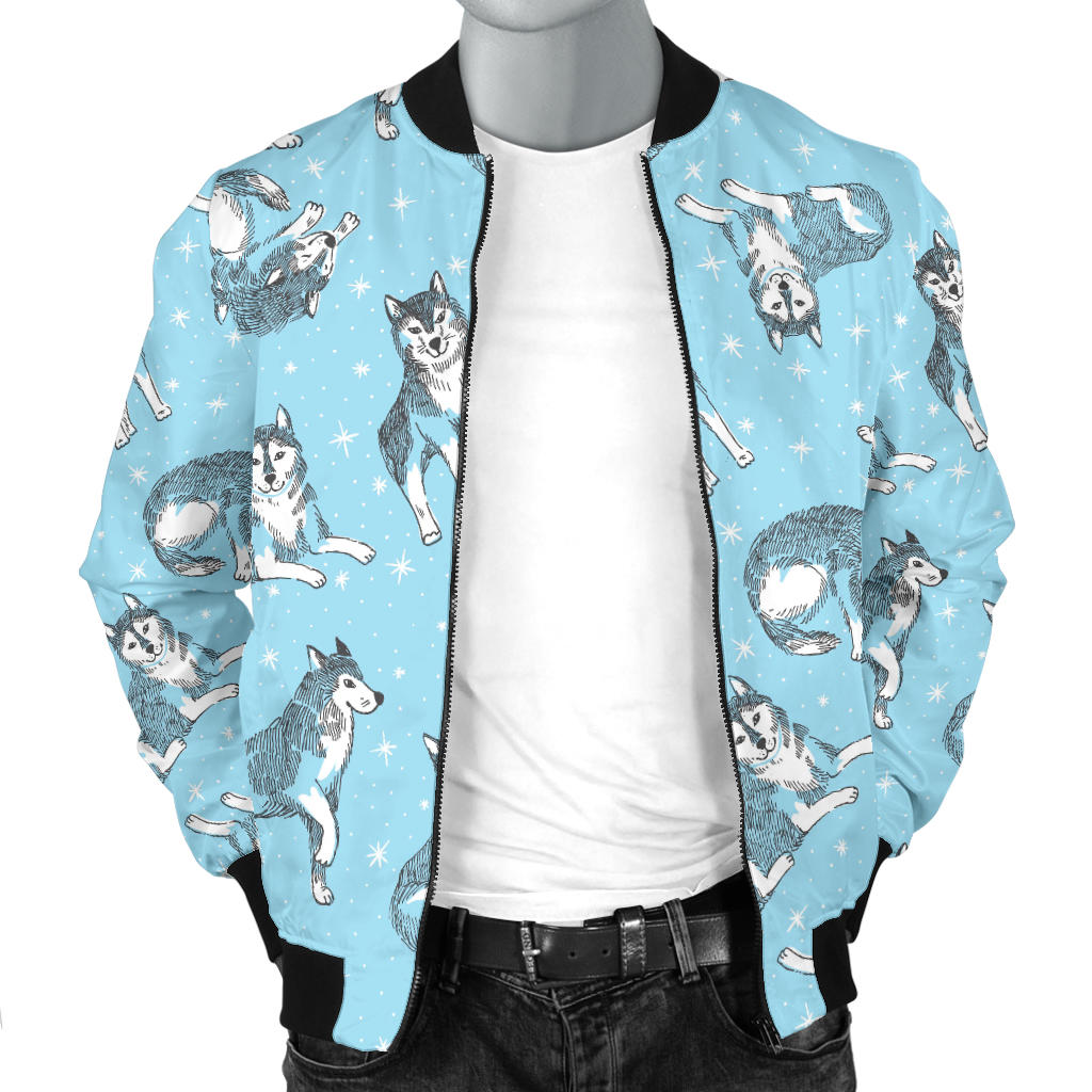 Wolf Design Print Pattern Men Bomber Jacket