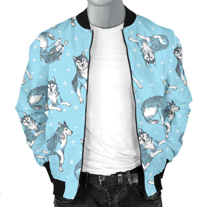 Wolf Design Print Pattern Men Bomber Jacket