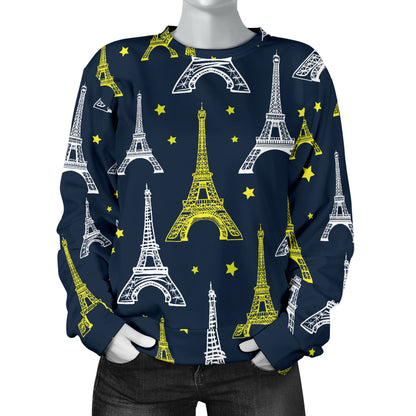 Eiffel Tower Star Print Women Long Sleeve Sweatshirt