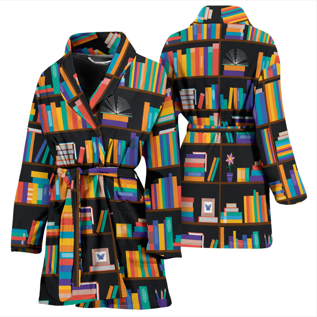 Book Pattern Print Design 05 Women Bathrobe