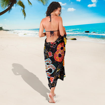 Number Pattern Print Design A03 Sarong Pareo Wrap